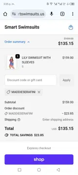 Maddieserafini coupon verification screenshot