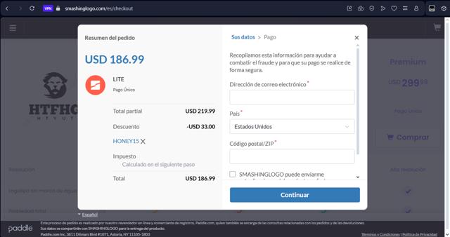 Smashing Logo checkout page showing Smashing Logo discount code box | Screenshot taken by SimplyCodes community member on Apr 15, 2025