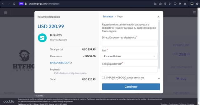 Smashing Logo checkout page showing Smashing Logo discount code box | Screenshot taken by SimplyCodes community member on Apr 14, 2025