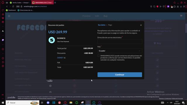 Smashing Logo checkout page showing Smashing Logo discount code box | Screenshot taken by SimplyCodes community member on Jul 1, 2025
