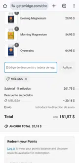 Smidge Supplements coupon verification screenshot