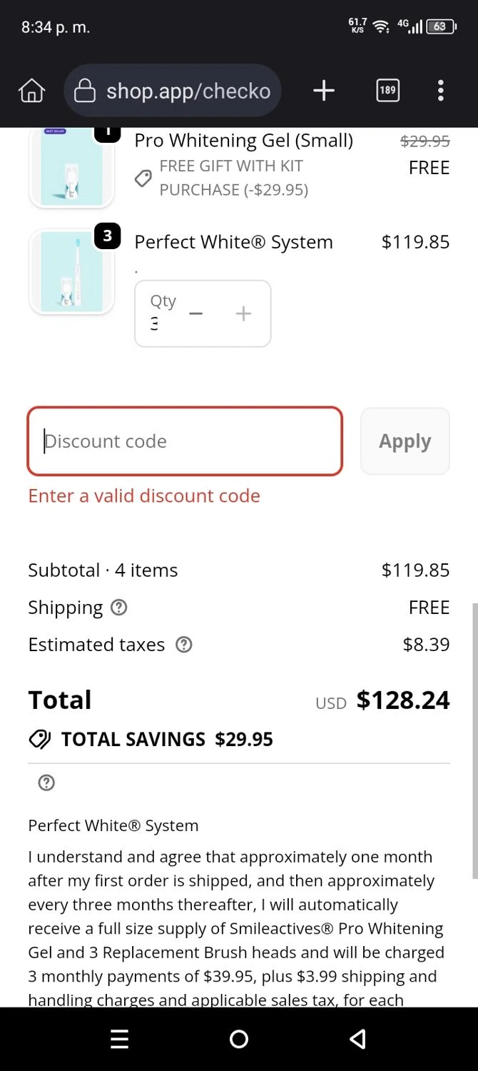 Smileactives discount code screenshot showing code CM40 applied at Smileactives checkout page. Uploaded by SimplyCodes community member BrilliantHero1199 on Dec 10, 2025