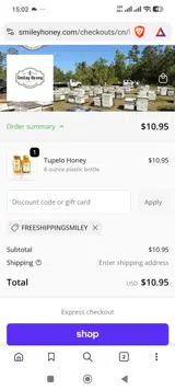 Smiley Honey coupon verification screenshot