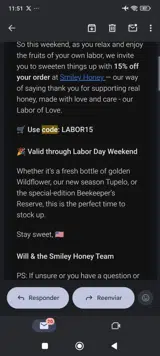 Smiley Honey coupon verification screenshot