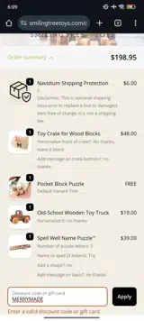 MERRYMADE coupon verification screenshot