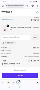 10-2-SPEND coupon verification screenshot