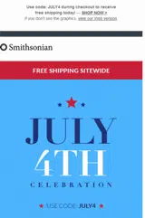 JULY4 coupon verification screenshot