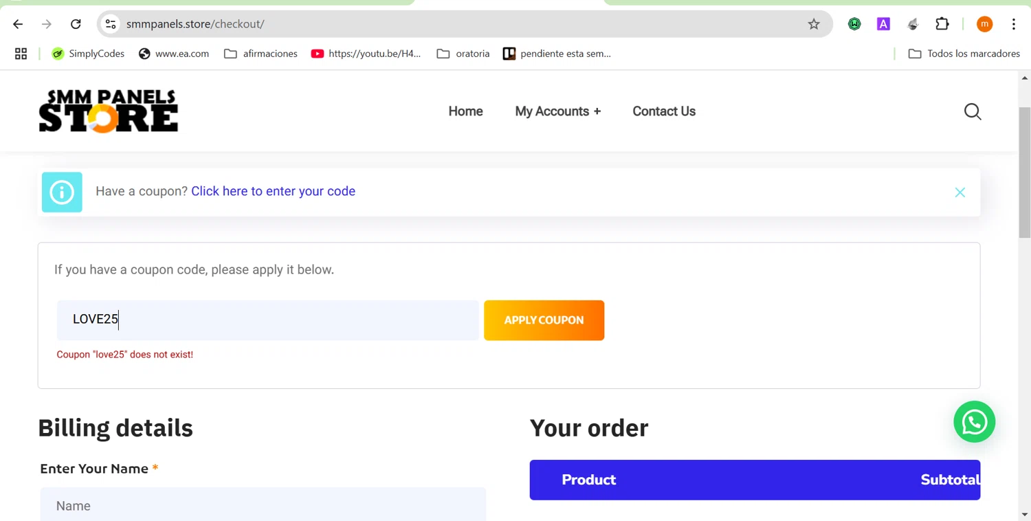 BUY SMM PANEL SCRIPT promo code screenshot showing code LOVE25 applied at BUY SMM PANEL SCRIPT checkout page. Uploaded by SimplyCodes community member ROIS28 on Feb 12, 2025