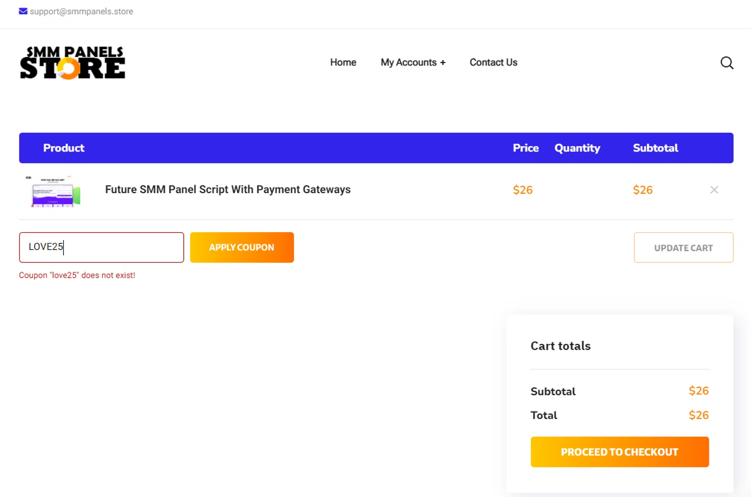 BUY SMM PANEL SCRIPT promo code screenshot showing code LOVE25 applied at BUY SMM PANEL SCRIPT checkout page. Uploaded by SimplyCodes community member AliceLidell on Feb 12, 2025