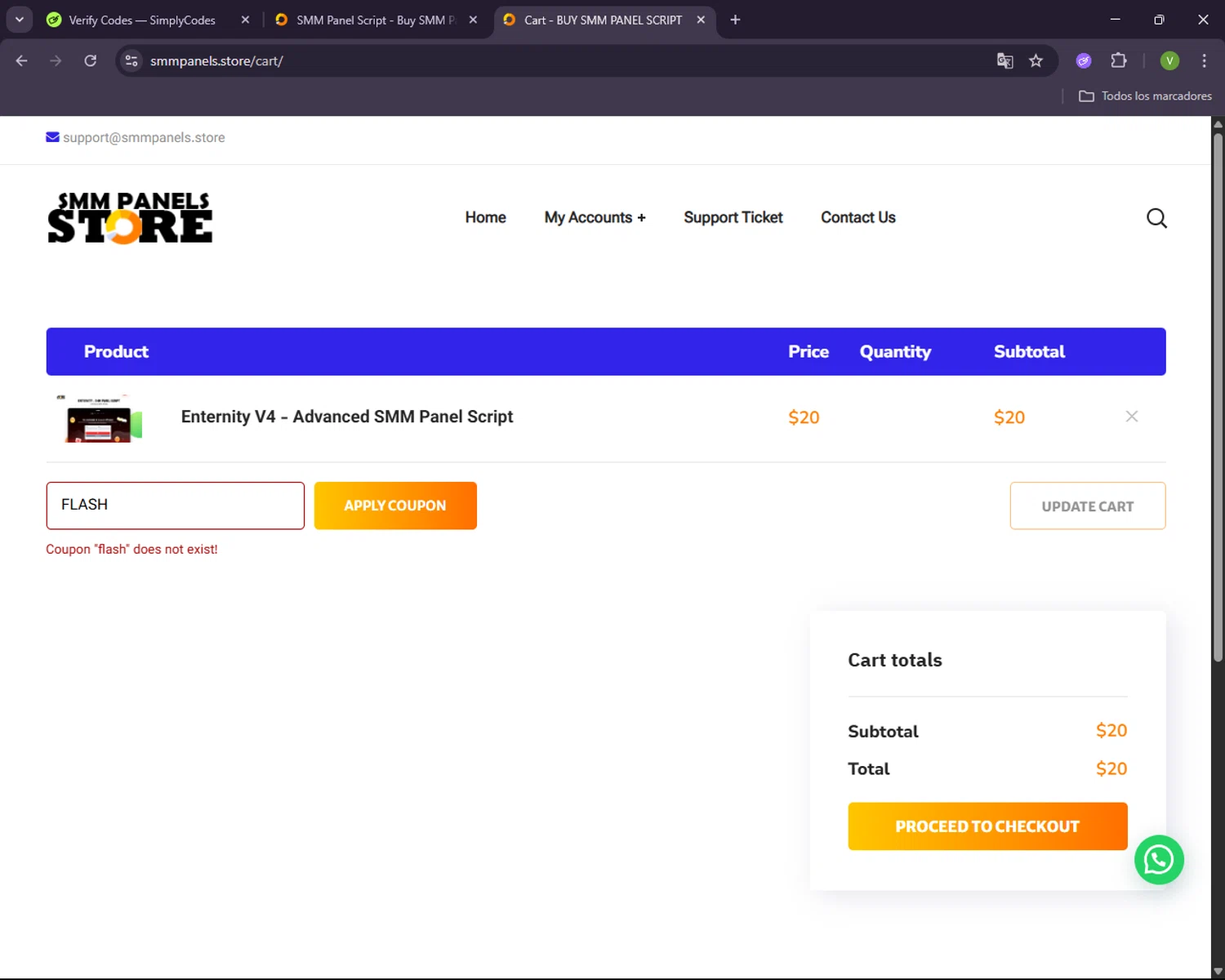 BUY SMM PANEL SCRIPT promo code screenshot showing code FLASH applied at BUY SMM PANEL SCRIPT checkout page. Uploaded by SimplyCodes community member CleverNavigator1236 on Jun 7, 2025