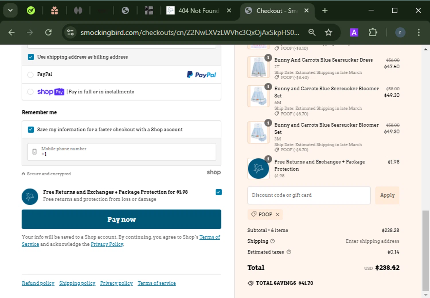 Smockingbird discount code screenshot showing code POOF applied at Smockingbird checkout page. Uploaded by SimplyCodes community member RamonAlexander on Jan 26, 2025
