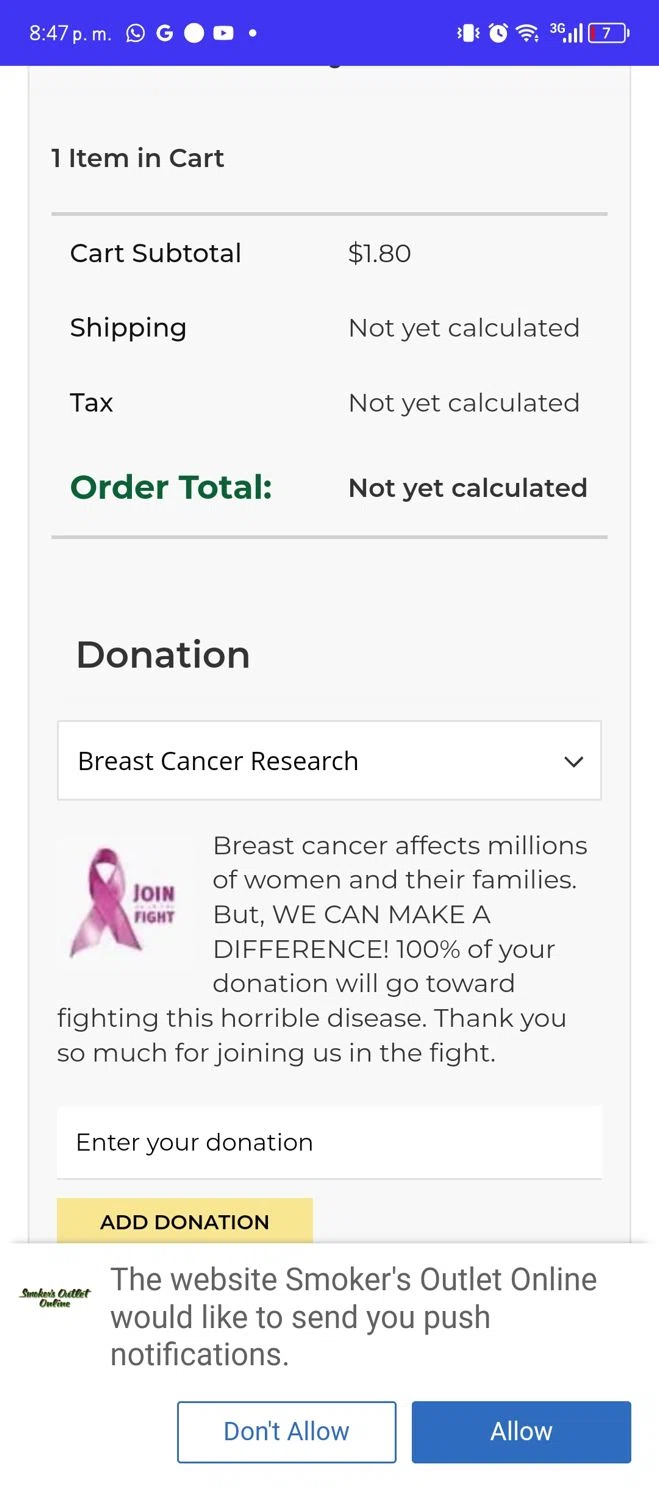 Smokers Outlet Online checkout page showing Smokers Outlet Online promo code box | Screenshot taken by SimplyCodes community member on Aug 13, 2024