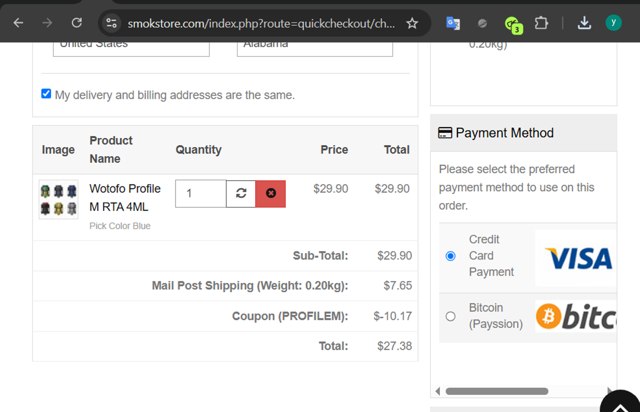 Smokstore checkout page showing Smokstore coupon code box | Screenshot taken by SimplyCodes community member on Mar 22, 2025