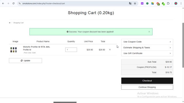Smokstore checkout page showing Smokstore coupon code box | Screenshot taken by SimplyCodes community member on Jul 28, 2025