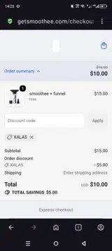 Smoothee coupon verification screenshot