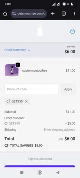 Smoothee coupon verification screenshot