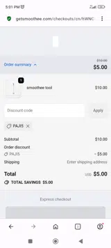 Smoothee coupon verification screenshot