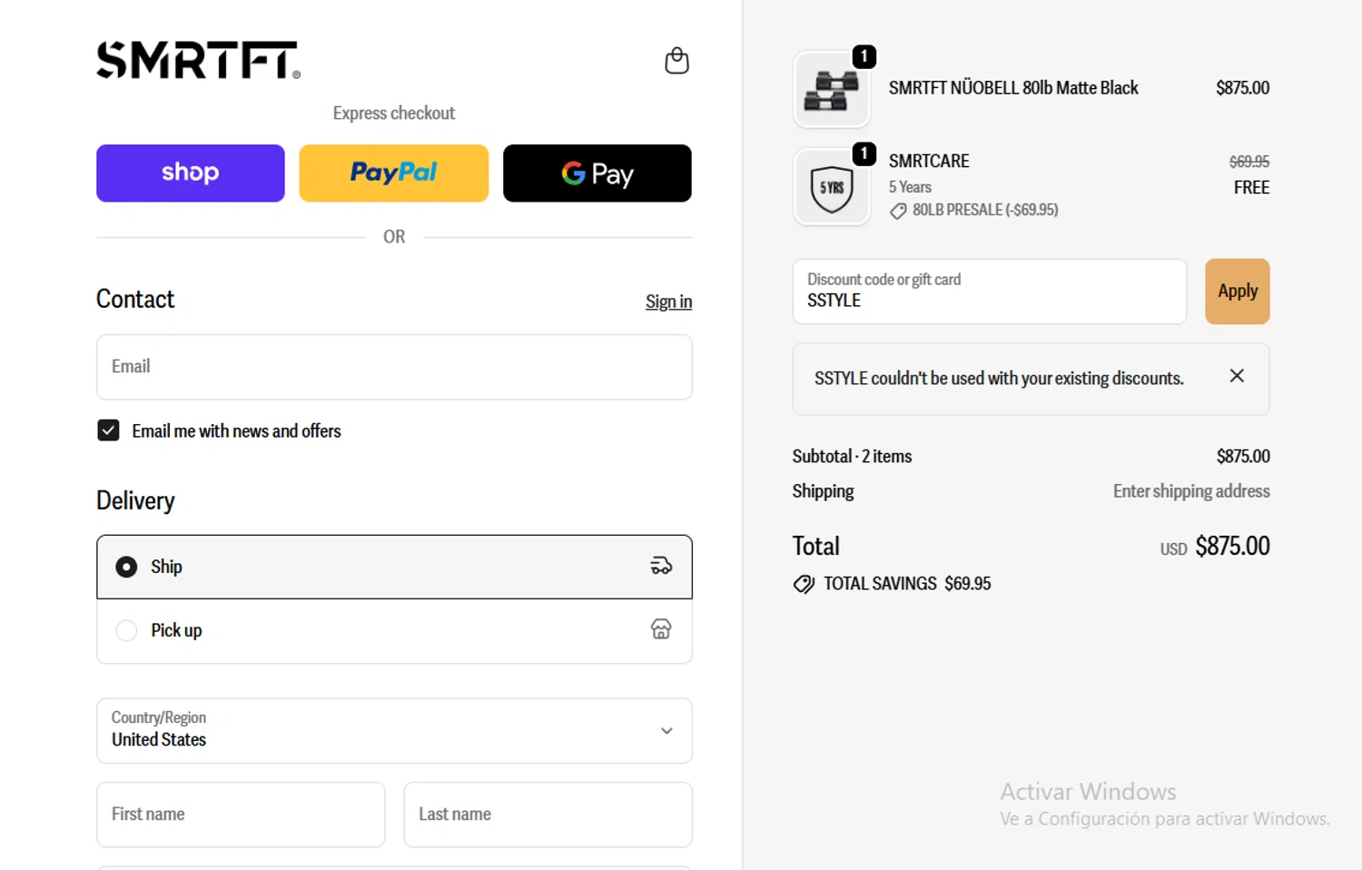 SMRTFT discount code screenshot showing code SSTYLE applied at SMRTFT checkout page. Uploaded by SimplyCodes community member Lestara_23 on Oct 18, 2025