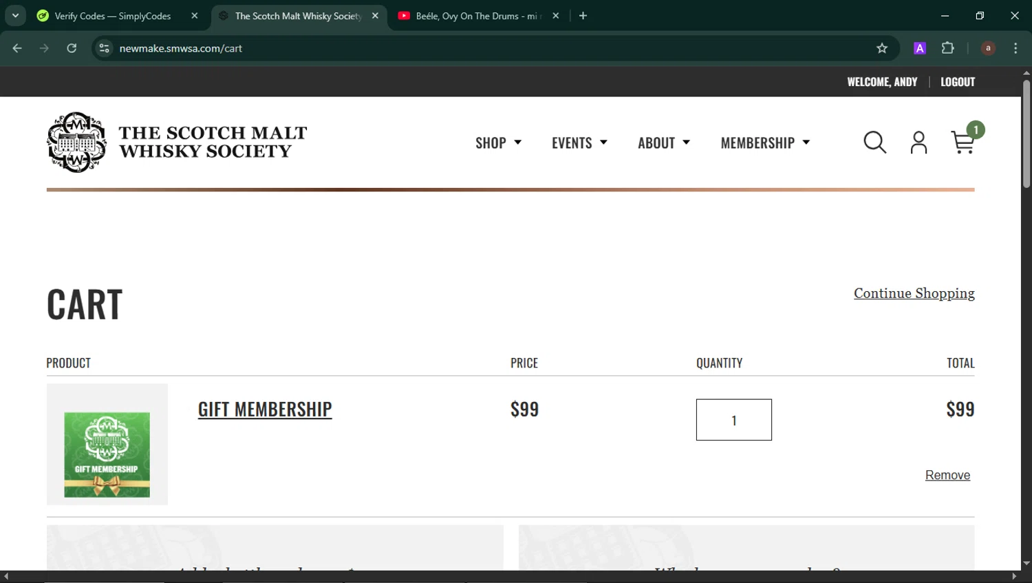 The Scotch Malt Whisky Society discount code screenshot showing code WRP applied at The Scotch Malt Whisky Society checkout page. Uploaded by SimplyCodes community member SilverSeeker255 on Jun 13, 2025