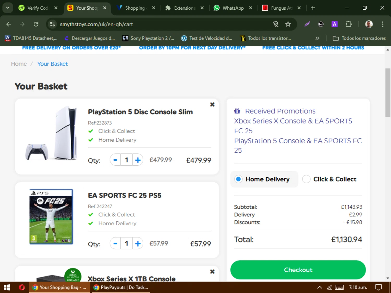 Smyths Toys checkout page showing Smyths Toys discount code box | Screenshot taken by SimplyCodes community member on Sep 28, 2024