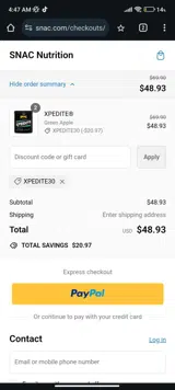 XPEDITE30 coupon verification screenshot