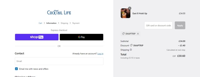 Snaptrip checkout page showing Snaptrip discount code box | Screenshot taken by SimplyCodes community member on Jun 28, 2023