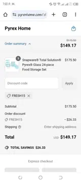 FRESH15 coupon verification screenshot