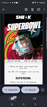 Superbowl coupon verification screenshot