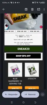SNEAK20 coupon verification screenshot
