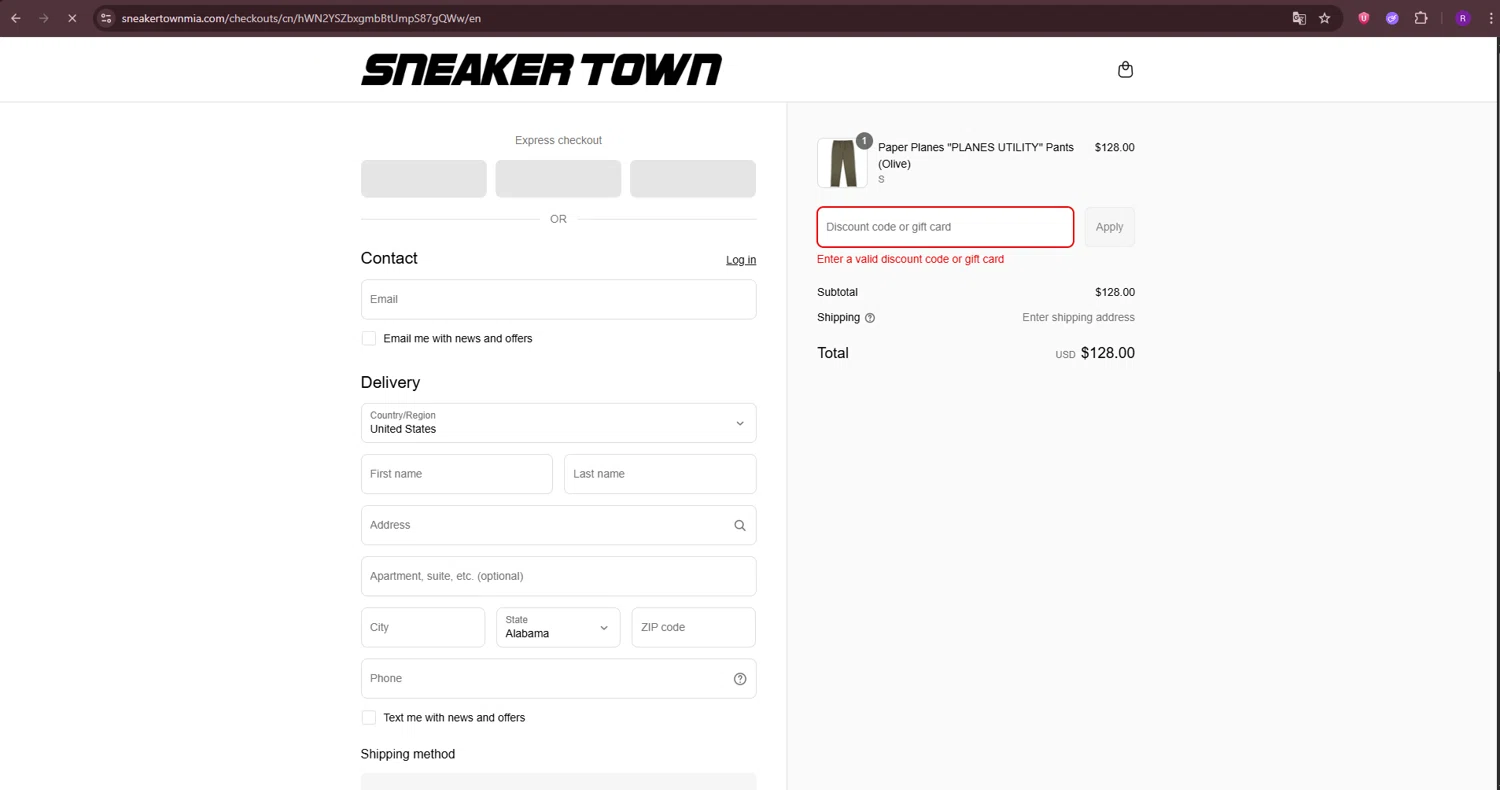 SNEAKER TOWN discount code screenshot showing code LABORDAY applied at SNEAKER TOWN checkout page. Uploaded by SimplyCodes community member ThriftySage9319 on Sep 3, 2025