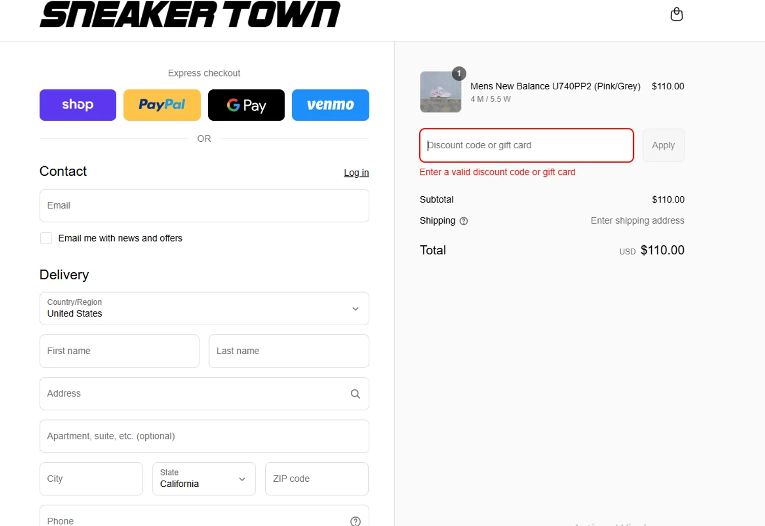 SNEAKER TOWN discount code screenshot showing code LABORDAY applied at SNEAKER TOWN checkout page. Uploaded by SimplyCodes community member WonderSaver8569 on Sep 3, 2025