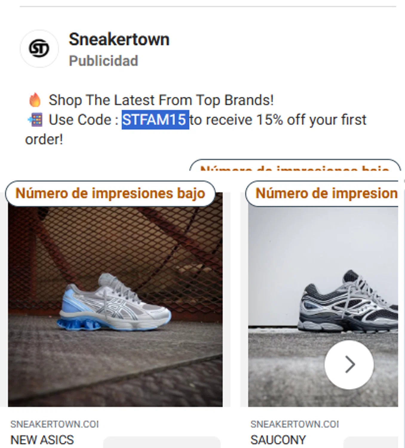 SNEAKER TOWN discount code screenshot showing code STFAM15 applied at SNEAKER TOWN checkout page. Uploaded by SimplyCodes community member maracuho09 on Dec 26, 2025
