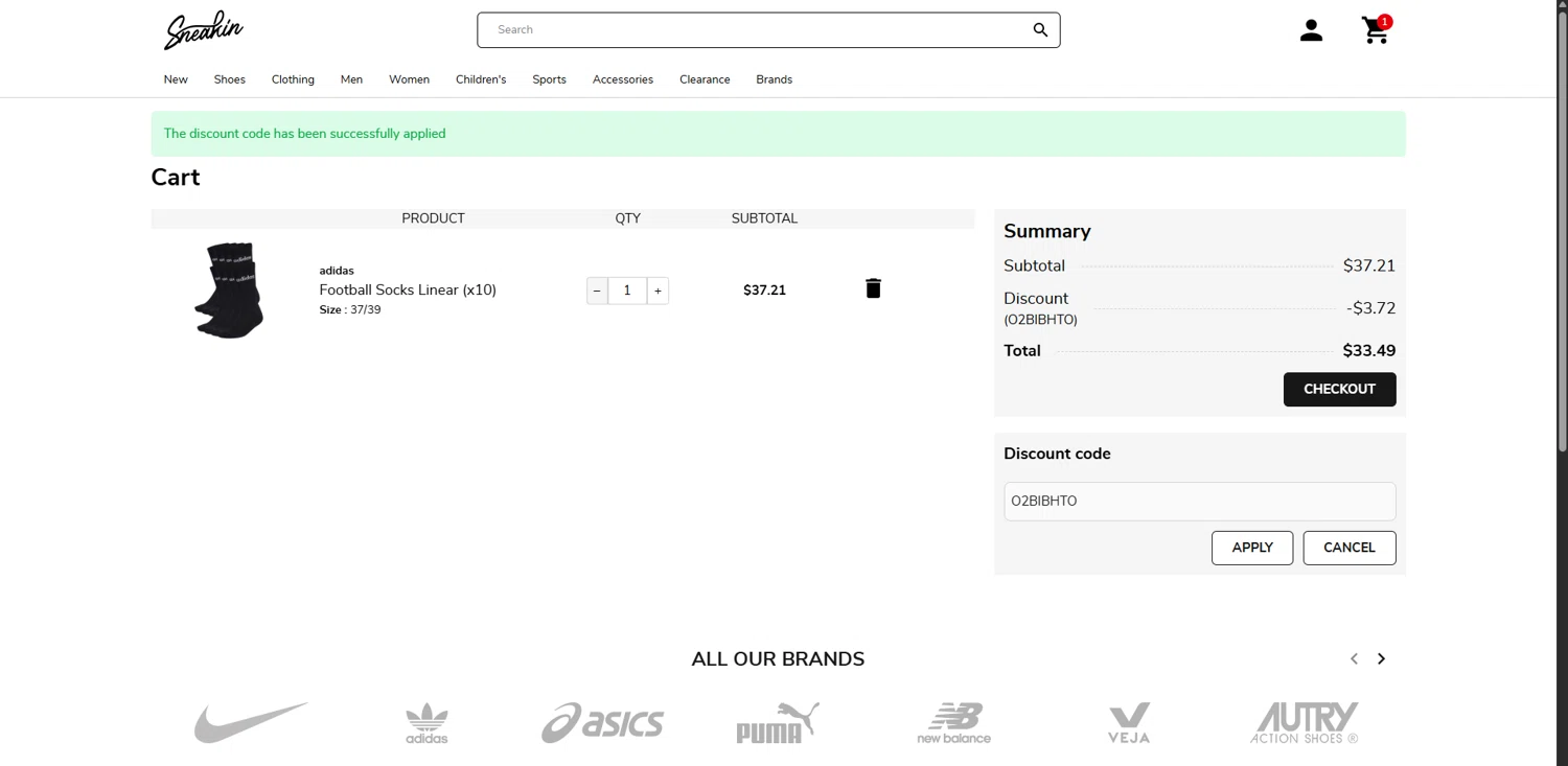 Sneakin checkout page showing Sneakin discount code box | Screenshot taken by SimplyCodes community member on Jan 3, 2026