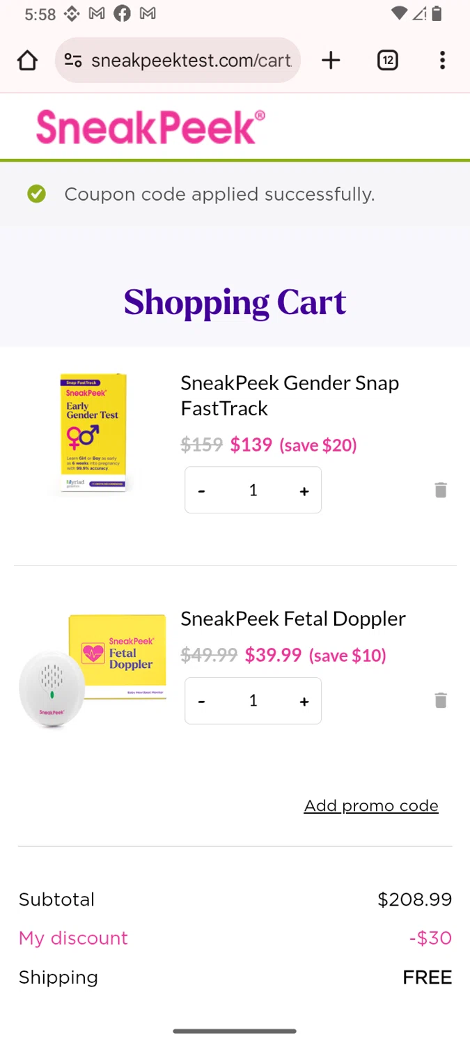 SneakPeek Test promo code screenshot showing code SAVENOW applied at SneakPeek Test checkout page. Uploaded by SimplyCodes community member karolg on Jan 7, 2025