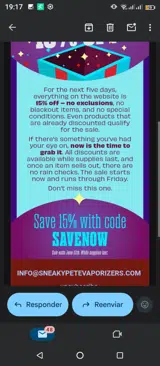 Sneaky Pete Store coupon verification screenshot