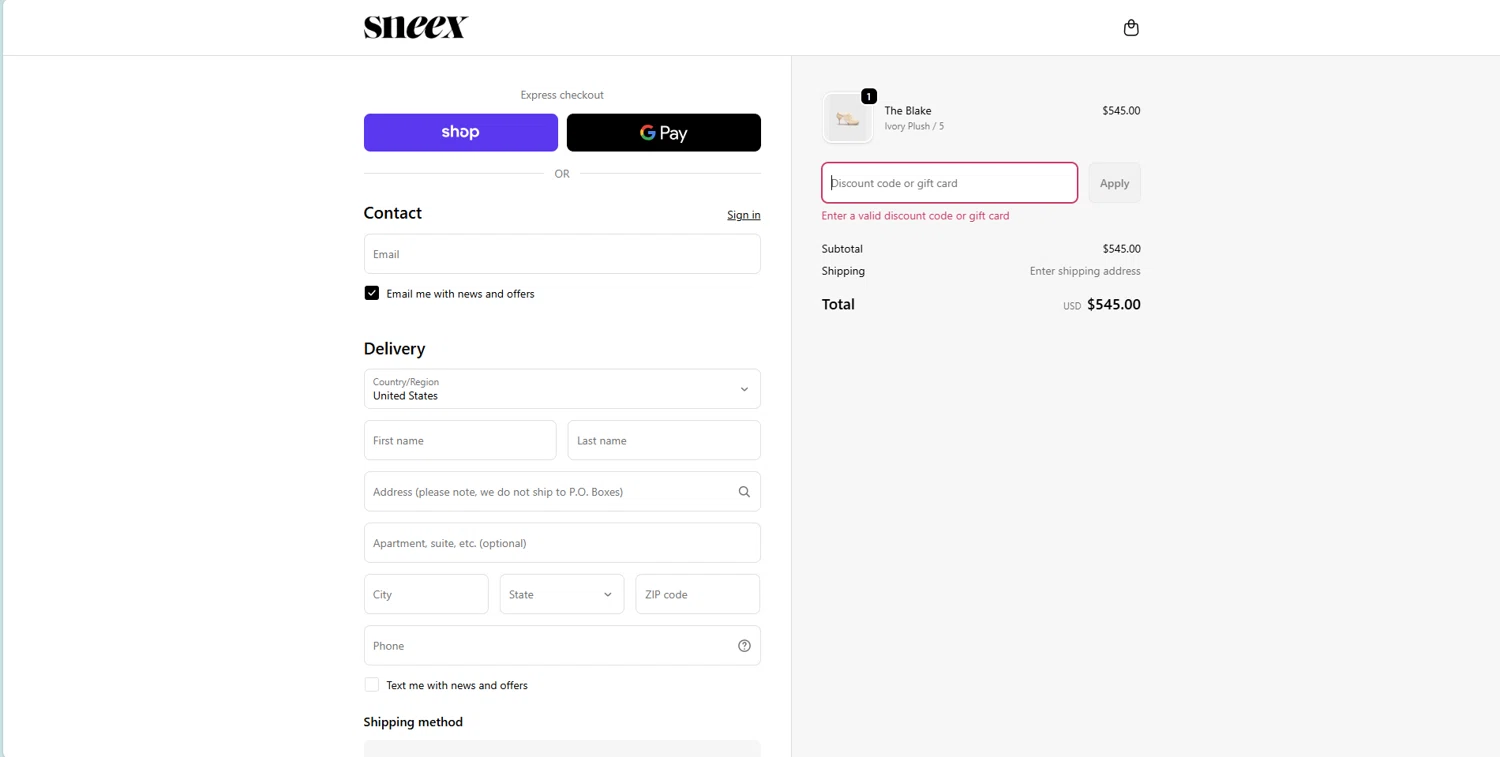 Sneex discount code screenshot showing code jq9229 applied at Sneex checkout page. Uploaded by SimplyCodes community member STEVE20 on Nov 13, 2025