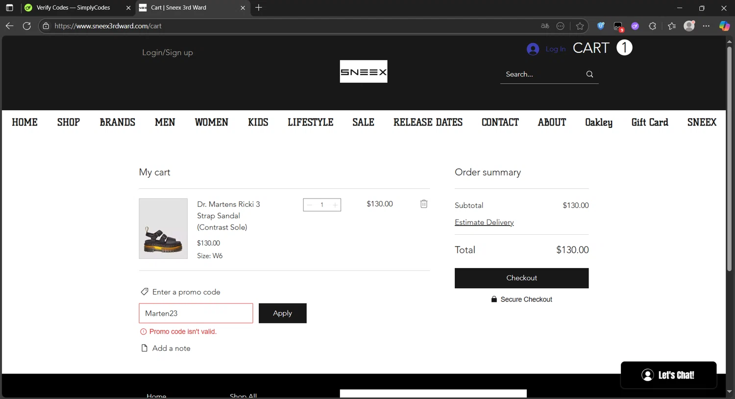 SNEEX 3RD WARD promo code screenshot showing code Marten23 applied at SNEEX 3RD WARD checkout page. Uploaded by SimplyCodes community member PedriGonzalez on Jun 14, 2025