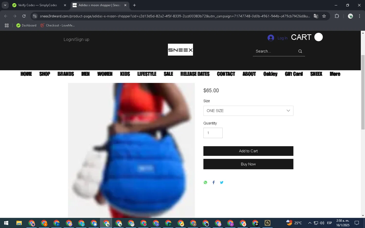 SNEEX 3RD WARD promo code screenshot showing code CYBER50 applied at SNEEX 3RD WARD checkout page. Uploaded by SimplyCodes community member VoucherVoyager4577 on Jan 16, 2025