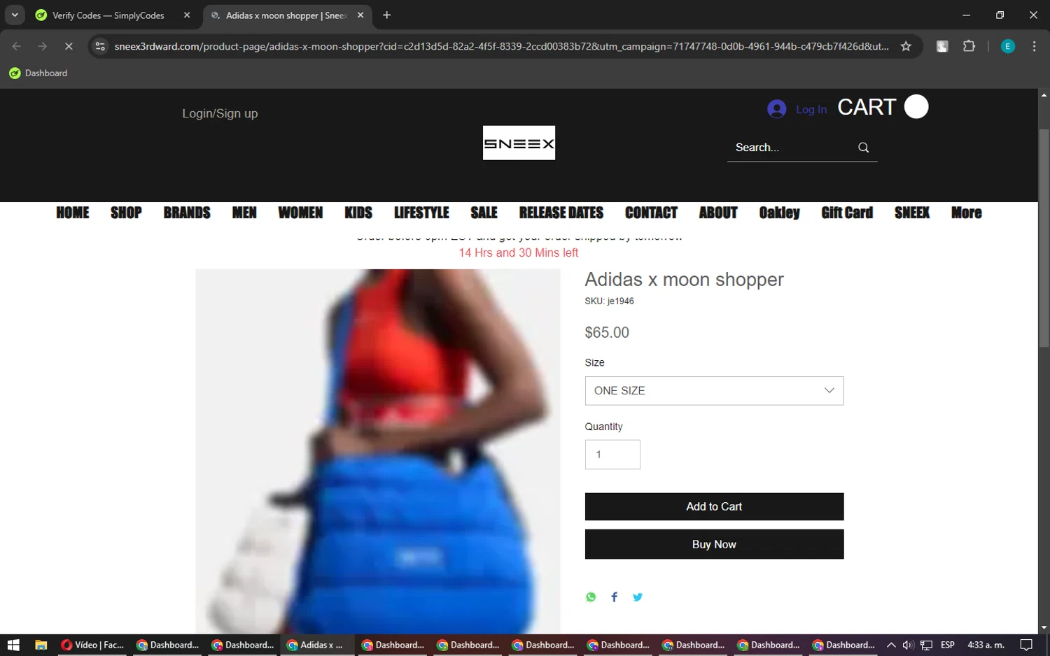 SNEEX 3RD WARD promo code screenshot showing code CYBER50 applied at SNEEX 3RD WARD checkout page. Uploaded by SimplyCodes community member MightyFox1680 on Jan 16, 2025