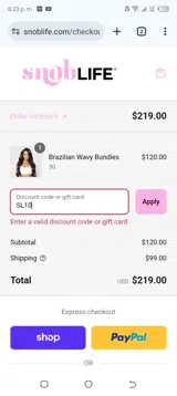 SL10 coupon verification screenshot