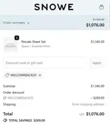 Welcomeback20 coupon verification screenshot