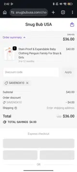 SAVENOX10 coupon verification screenshot