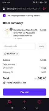 NEWDAY coupon verification screenshot