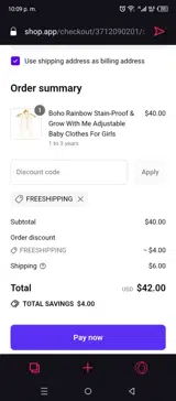 FREESHIPPING coupon verification screenshot