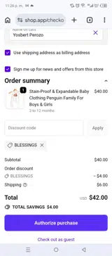 BLESSINGS coupon verification screenshot