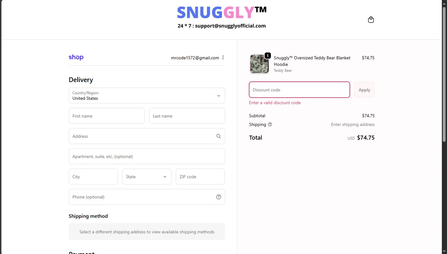 Snuggly discount code screenshot showing code THANKYOU applied at Snuggly checkout page. Uploaded by SimplyCodes community member tokiio on Oct 13, 2025