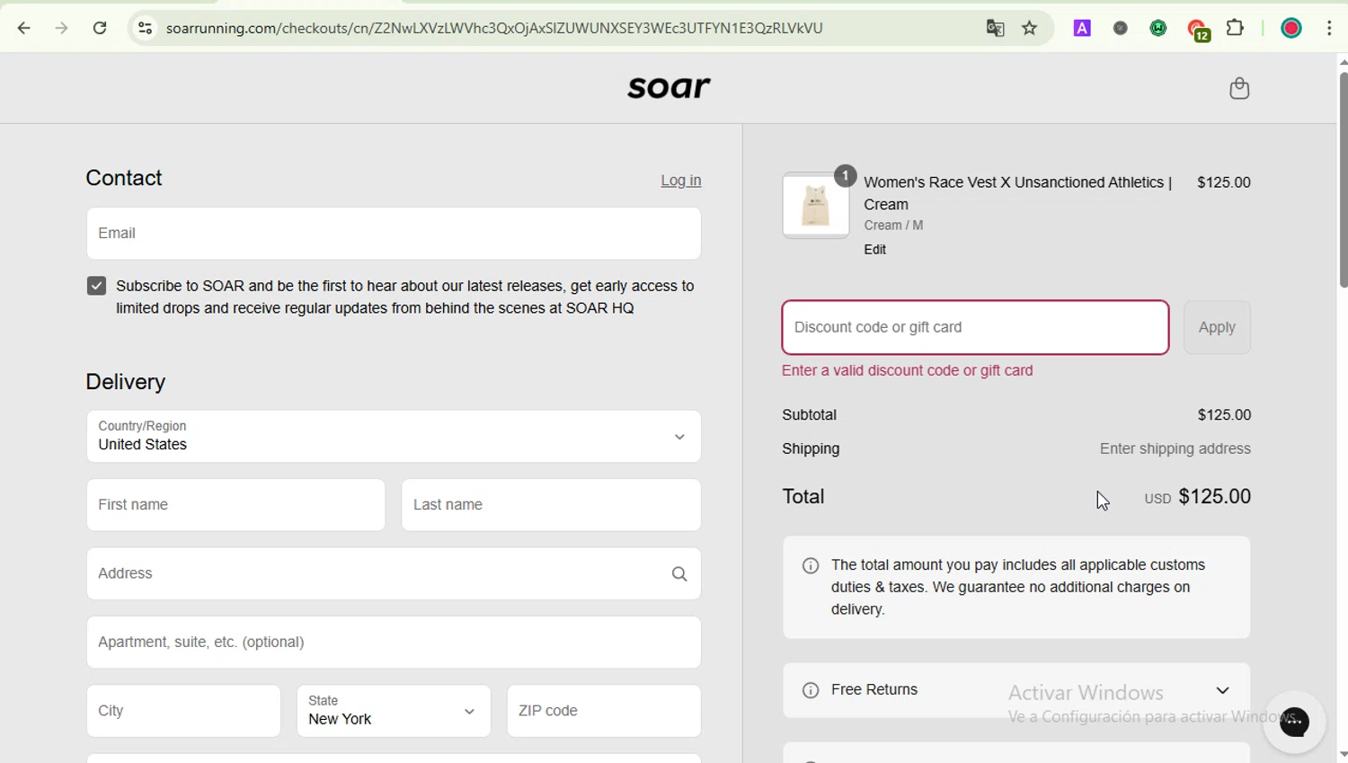 SOAR Running promo code screenshot showing code NCS30 applied at SOAR Running checkout page. Uploaded by SimplyCodes community member LOVECOUPON on May 22, 2025
