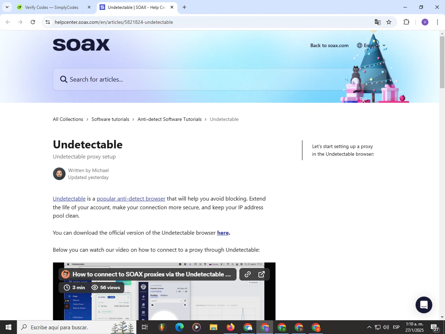 SOAX coupon code screenshot showing code SOAX20 applied at SOAX checkout page. Uploaded by SimplyCodes community member Satoru_gojo on Jan 27, 2025
