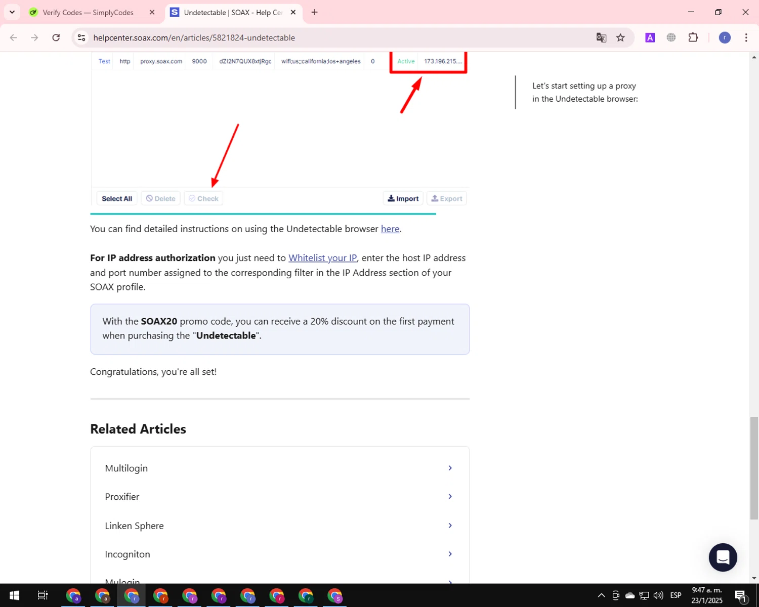 SOAX checkout page showing SOAX coupon code box | Screenshot taken by SimplyCodes community member on Jan 23, 2025
