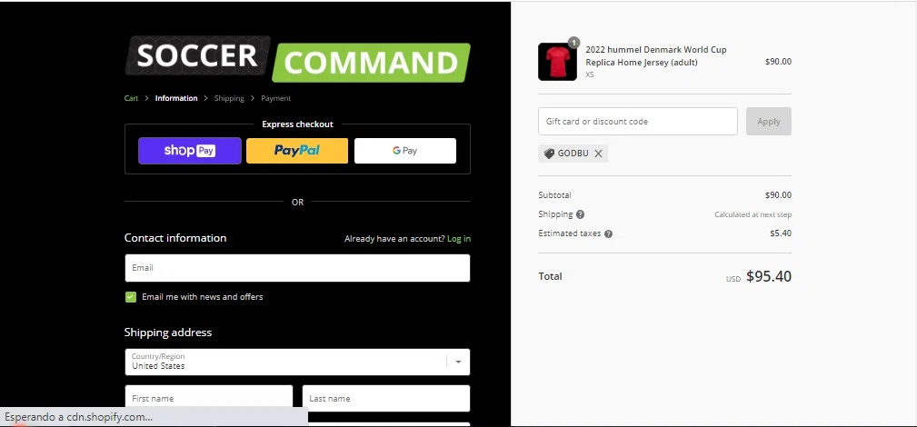 Soccer Command checkout page showing Soccer Command promo code box | Screenshot taken by SimplyCodes community member on Nov 24, 2022